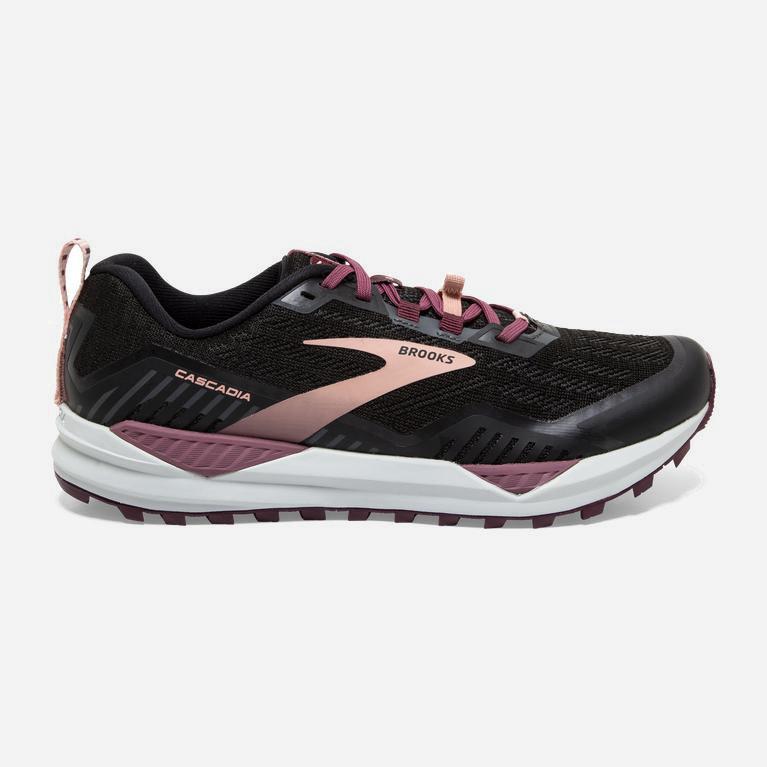 Brooks Cascadia 15 NZ - Women's Trail Running Shoes - Black/Ebony/grey Charcoal/Coral Cloud (39415-M